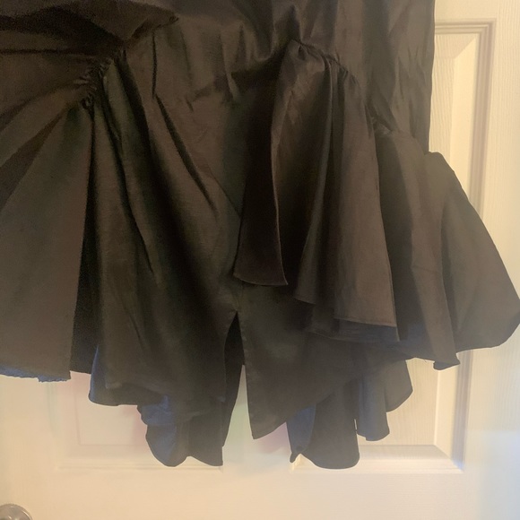 Retro Raquel Polyester black high low asymmetrical ruffle flare midi skirt - Picture 8 of 10